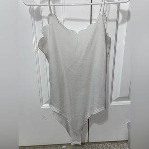 White body suit with lace open back